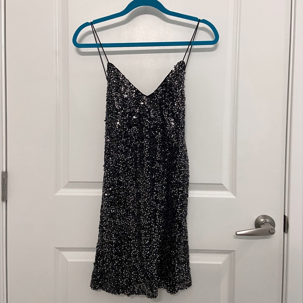 Lulu’s Force of Fashion Black Backless Sequin Mini Dress